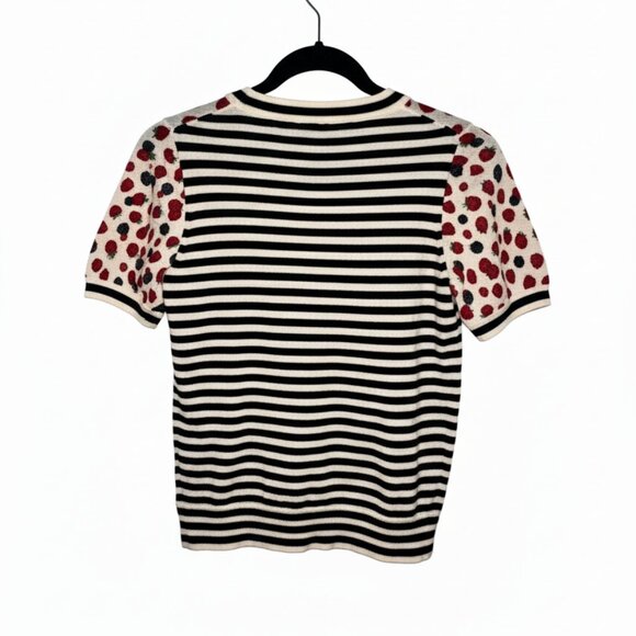 J.Crew Berry Print Short-Sleeve Sweater  Knit Top with Strawberries - Picture 3 of 3